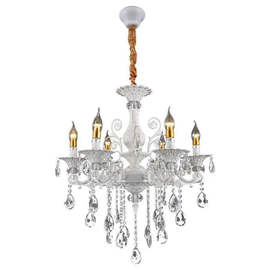 Candelabru SANSSOUCI 6xE14 Cristal si Metal – Design Clasic, Alb Argintiu Candelabre Clasice Default Title Alessandro Design