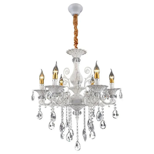Candelabru SANSSOUCI 6xE14 Cristal si Metal – Design Clasic, Alb Argintiu Candelabre Clasice Default Title Alessandro Design