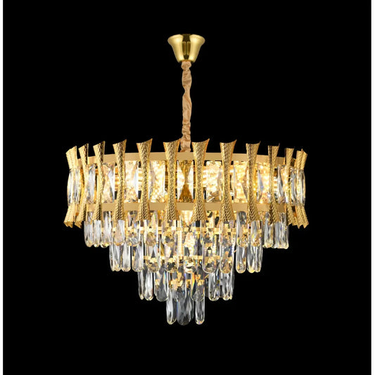 Candelabru Cristal HAMPTON Eleganza 8x E14, Diametru 49cm, Auriu Lucios, Inaltime Reglabila Candelabre Cristal Default Title Alessandro Design
