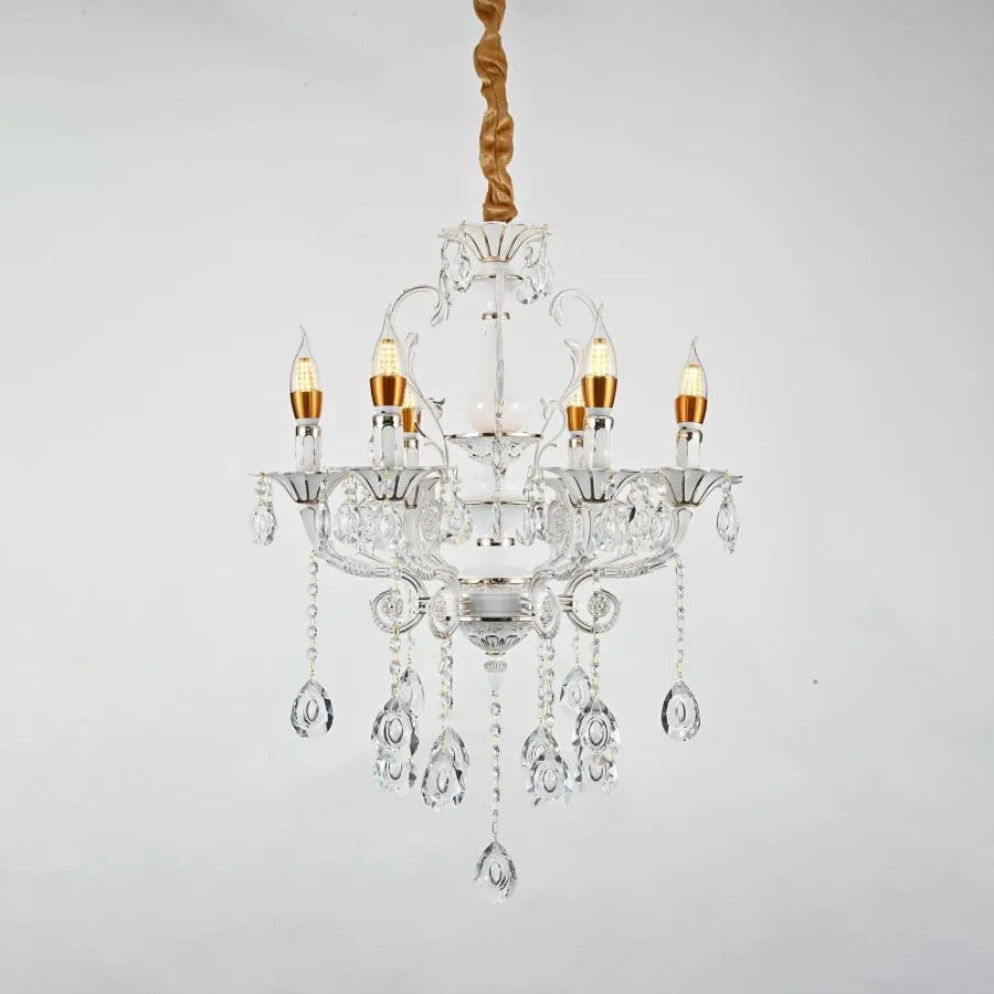 Candelabru Cristal Bruhier 6x E14, Diametru 55cm, Alb cu Auriu, Inaltime Reglabila Candelabre Cristal Default Title Alessandro Design