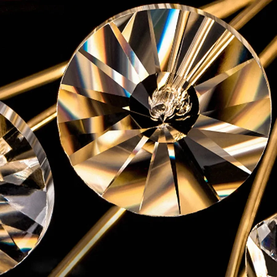 Candelabru Cristal SEGOVIA Magno 5x E14, Diametru 60cm, Auriu Lucios, Inaltime Reglabila