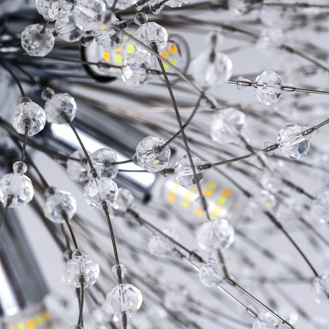 Candelabru Cristal Schönbrunn, 6x G9, Diametru 40cm, Argintiu Lucios, Inaltime Reglabila