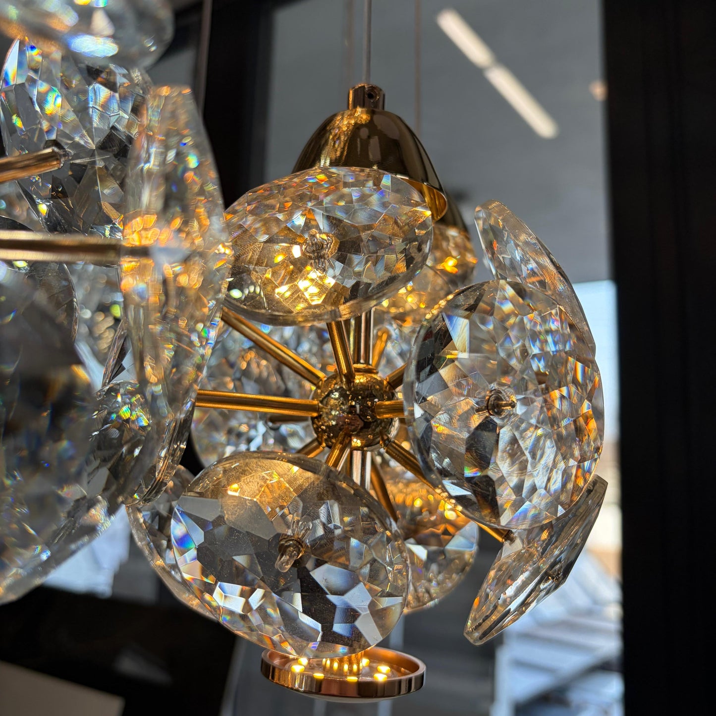 Candelabru Cristal LED KILKENNY Culmino, 144W, Lumina Neutra, Diametru 60cm, Auriu Candelabre Moderne Default Title Alessandro Design