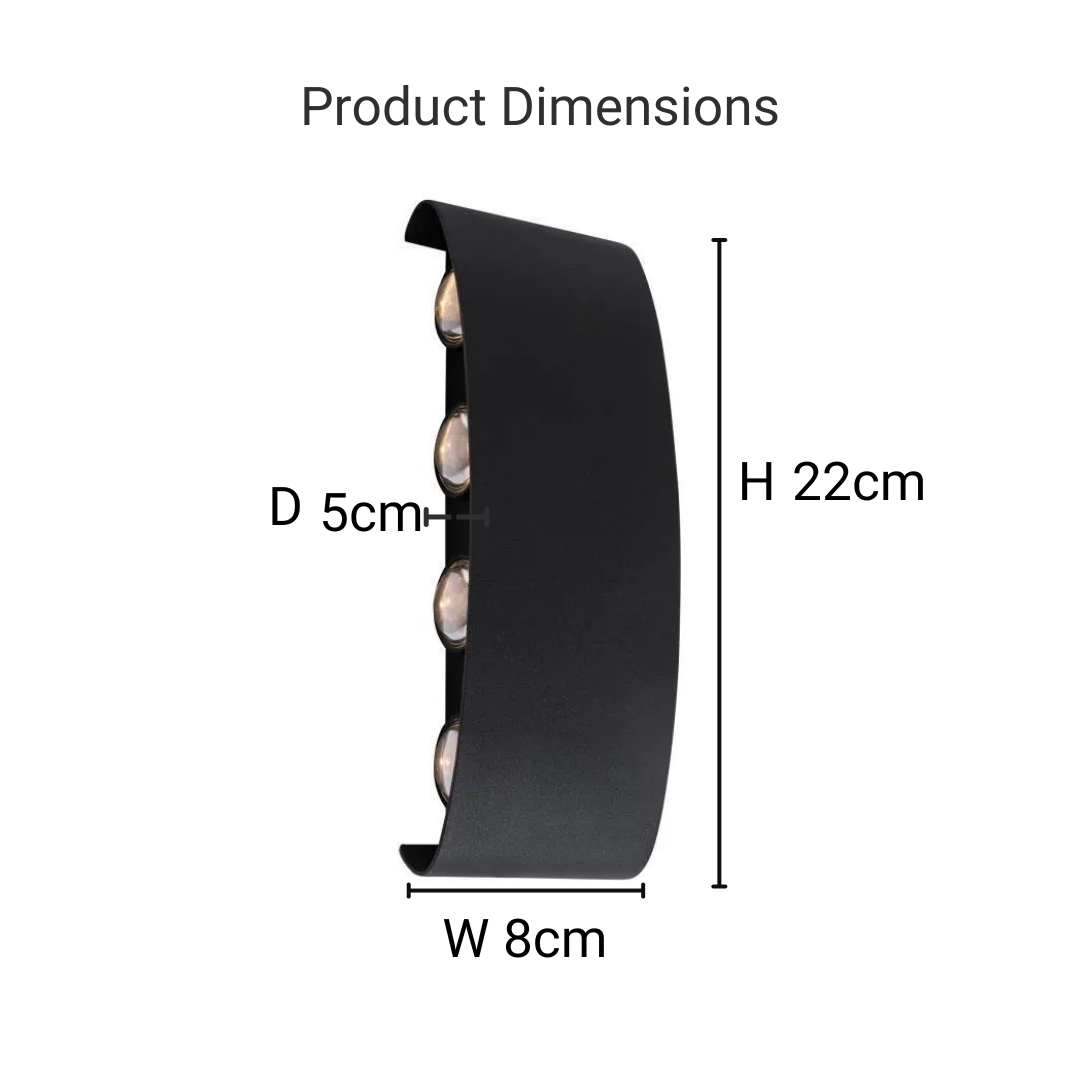 Fantas Aplica LED de Exterior si Interior, 8 Surse x 1W, IP65, Metalic, Negru, 3000K