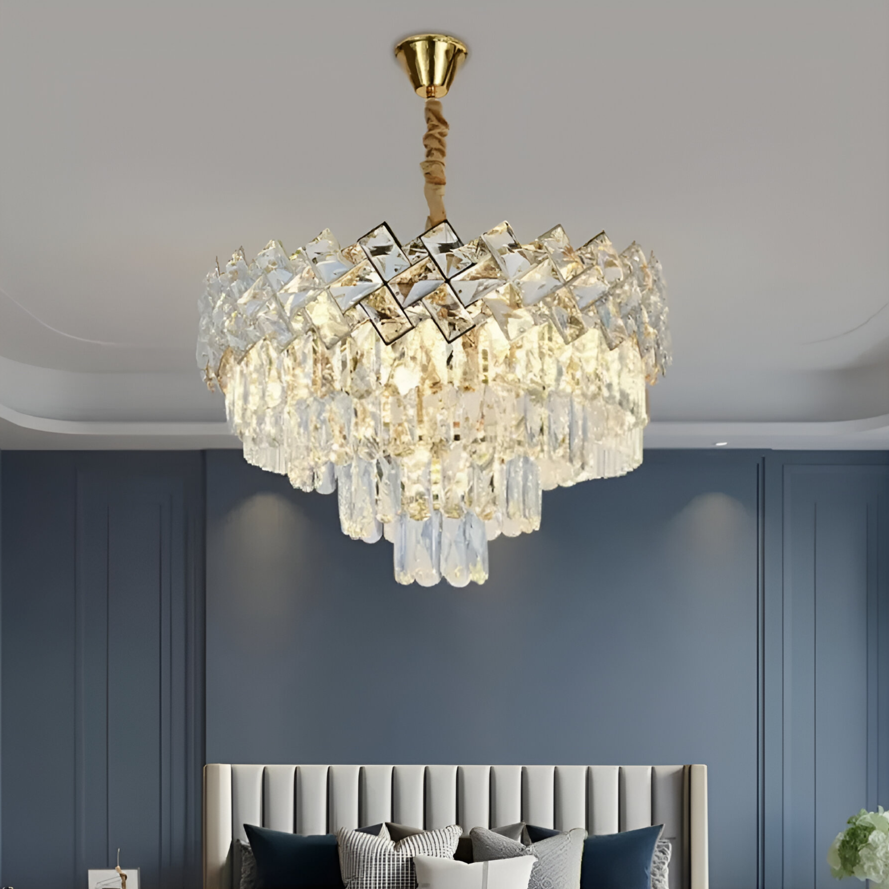 Candelabru Cristal WINDSOR Nobile 5xE14, Diametru 39cm, Auriu Lucios, Inaltime Reglabila Candelabre Cristal Default Title Alessandro Design