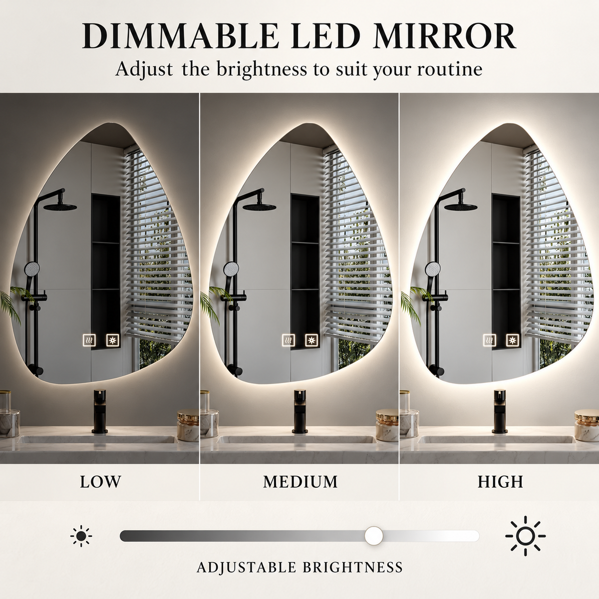 Oglinda LED Organica 40x60cm, Lumina Rece, Sistem Dezaburire, Dimabila