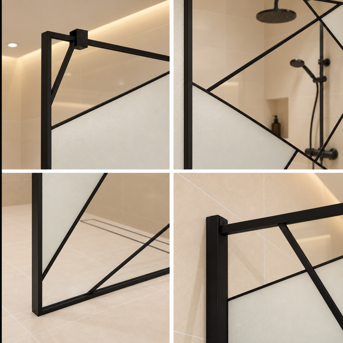 Paravan de duș Walk-In VELIA, 100x195cm, Metal, Transparent si Negru