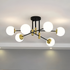 Lustra cu Abajur Alb Rotund, PENTHOUSE Lounge, 6xE27, Negru Auriu, Metal