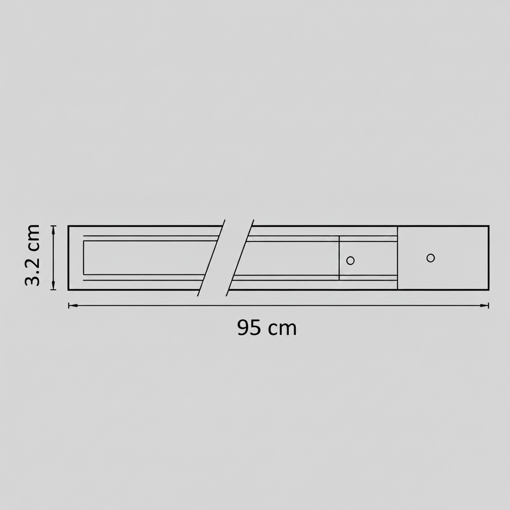 Șină Magnetică pentru Proiectoare LED, 95x3.2cm, Aplicată, Neagră