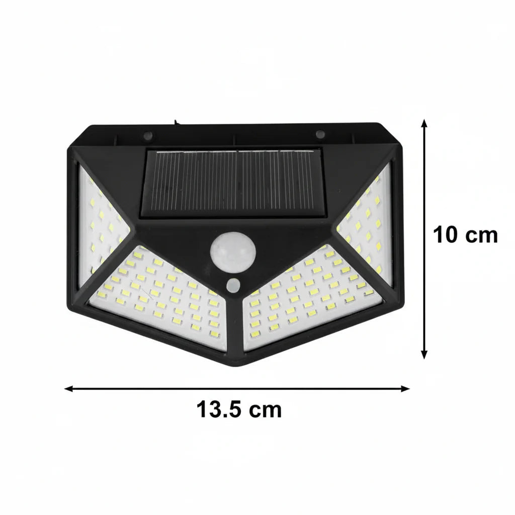 Lampa Solara cu Senzor de Miscare, 100 LED-uri, IP.65, Negru Aplice de Exterior Default Title Alessandro Design