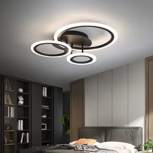 Lustra LED cu telecomanda BETTY 41W, 3 Cercuri, lumina Rece/Calda/Neutra, Dimabila, Negru