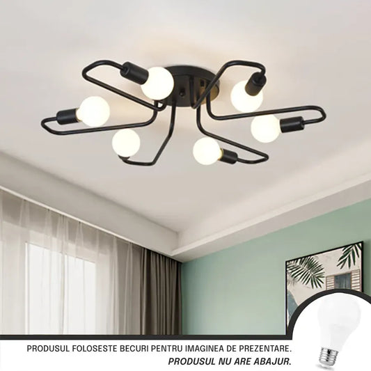 Lustra MODERNIST Hexa 6, 6x E27, Negru, Design Modern Lustre Industrial Default Title Alessandro Design