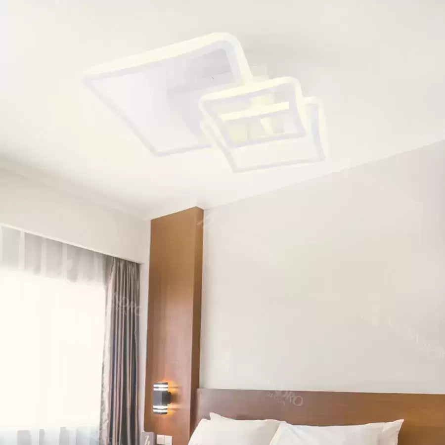 Lustra LED cu telecomanda FARYDA 120W, 3 Patrate, lumina Rece/Calda/Neutra, Dimabila, Alb