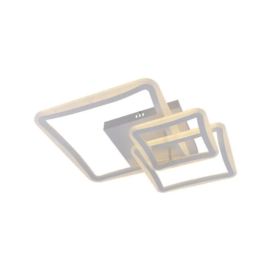 Lustra LED cu telecomanda FARYDA 120W, 3 Patrate, lumina Rece/Calda/Neutra, Dimabila, Alb