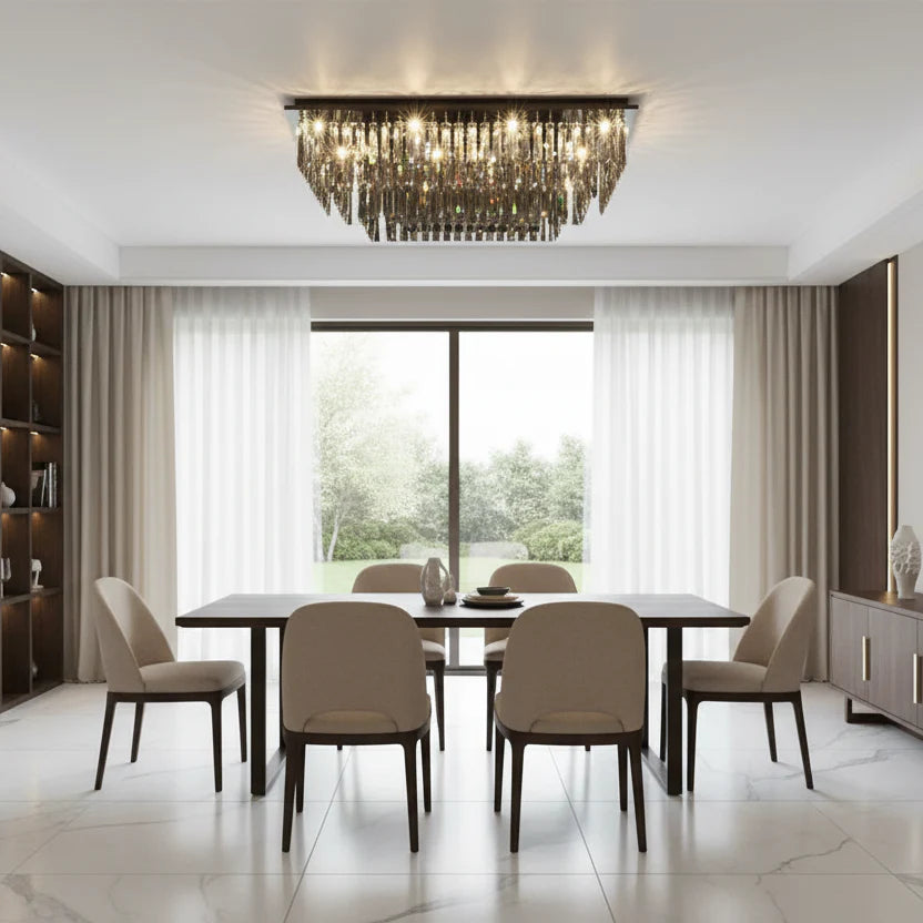 Candelabru Cristal, Brady, 14xE14, Rectangular, Gri