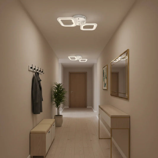 Lustra LED ERIKA 27W, 2 Patrate, lumina Neutra, Alb
