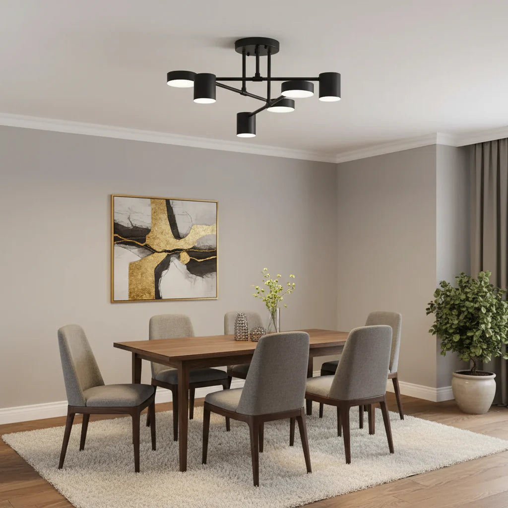 Lustra LED GALIOS 26W, 6 Elemente, lumina Rece/Calda/Neutra, Negru