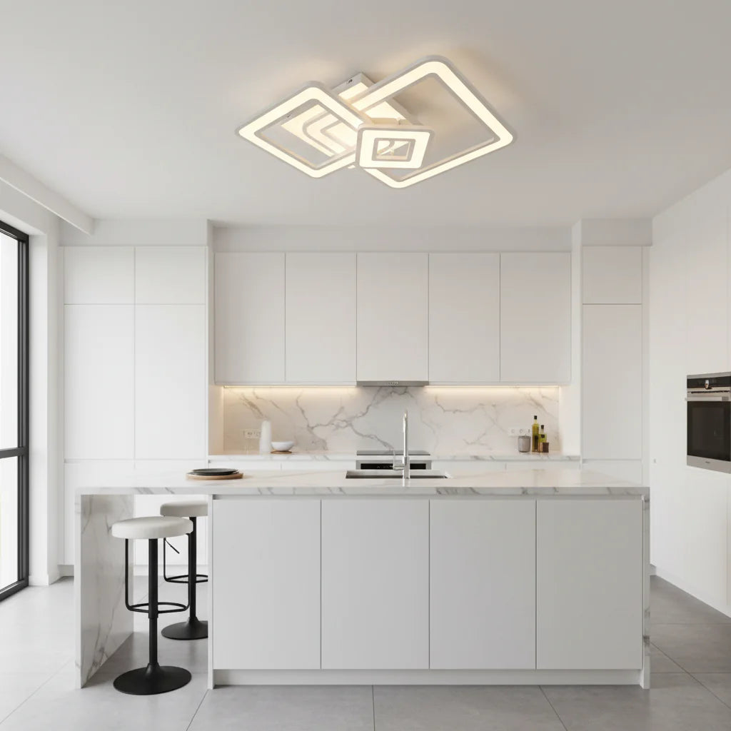 Lustra LED Horetensia cu Telecomanda, 116W, Dimabil, Lumina Calda/ Neutra/ Rece, Alb Lustre LED cu Telecomanda Default Title Alessandro Design
