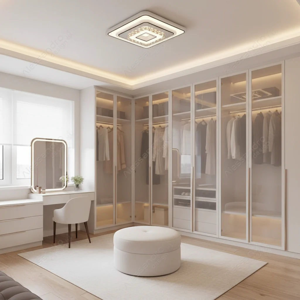 Lustra LED cu cristal MITA 39W, 20x20cm, Patrata, Lumina Rece/Calda/Neutra, Alb Lustre LED Default Title Alessandro Design