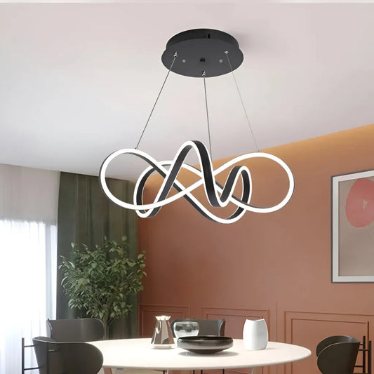 Lustra LED suspendata cu telecomanda INFINITY HALO 138W, lumina Rece/Calda/Neutra, Dimabila, Negru, Inaltime Reglabila