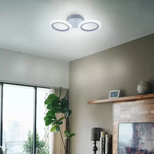 Lustra LED MARA 36W, 2 Cercuri, lumina Neutra, Alb