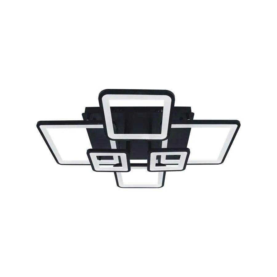 Lustra LED cu telecomanda ELLA 124W, 6 Patrate, lumina Rece/Calda/Neutra, Dimabila, Negru