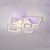 Lustra LED TERRANO cu Cristale, 6 Patrate, RGB, cu Telecomanda, 288W, Alb & Inox