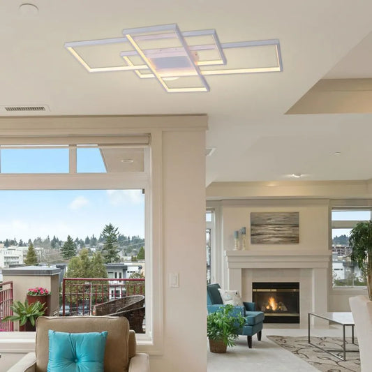 Lustra LED cu telecomanda LANDEN 84W, 3 Elemente, lumina Rece/Calda/Neutra, Dimabila, Alb