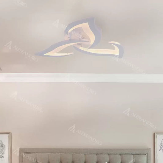Lustra LED cu telecomanda LOTUS 48W, 3 Petale, lumina Rece/Calda/Neutra, Dimabila, Alb