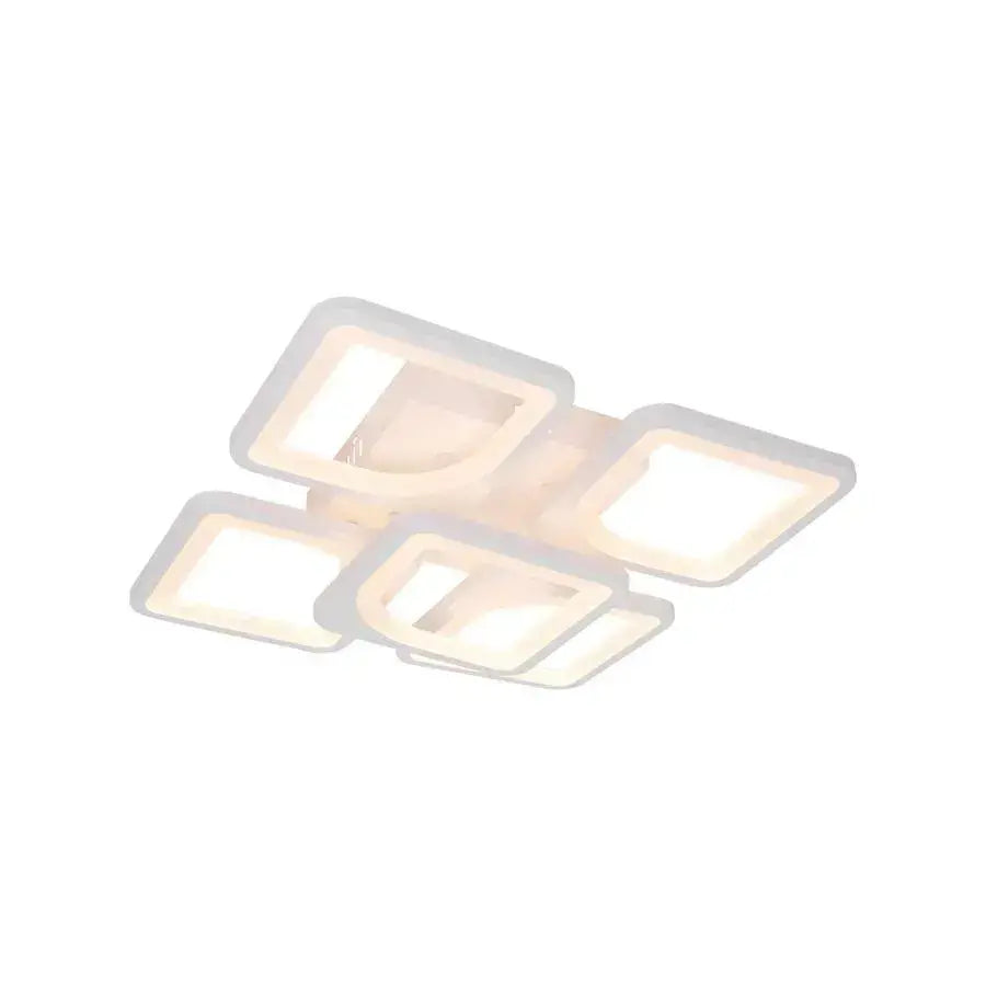 Lustra LED cu telecomanda FELY 80W, 5 Patrate, lumina Rece/Calda/Neutra, Dimabila, Alb