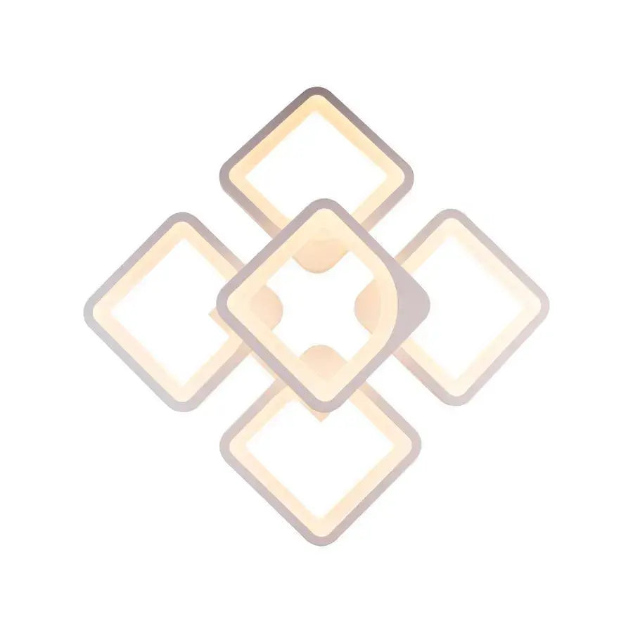 Lustra LED cu telecomanda FELY 80W, 5 Patrate, lumina Rece/Calda/Neutra, Dimabila, Alb