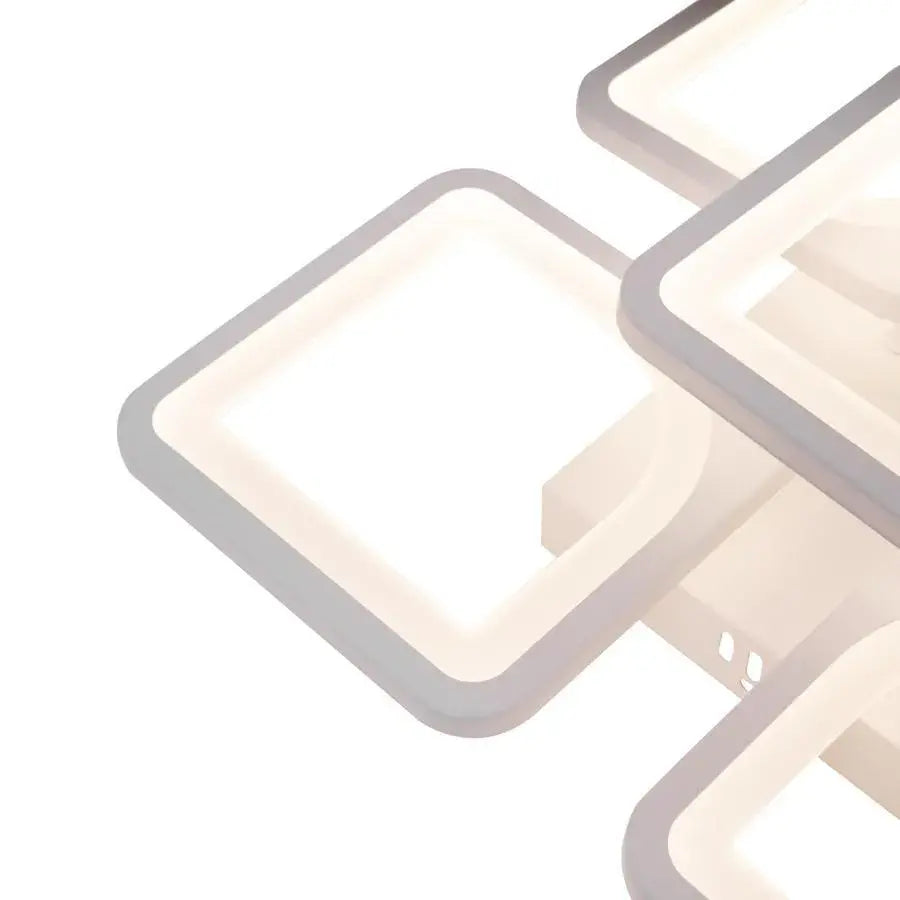 Lustra LED cu telecomanda FELY 80W, 5 Patrate, lumina Rece/Calda/Neutra, Dimabila, Alb