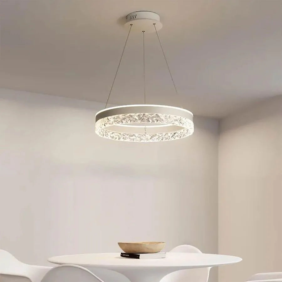 Lustra LED suspendata cu telecomanda BRINDA 124W, lumina Rece/Calda/Neutra, Dimabila, Alb, Inaltime Reglabila