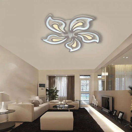 Lustra LED cu telecomanda GLORIOSA 150W, 5 Petale, lumina Rece/Calda/Neutra, Dimabila, Alb