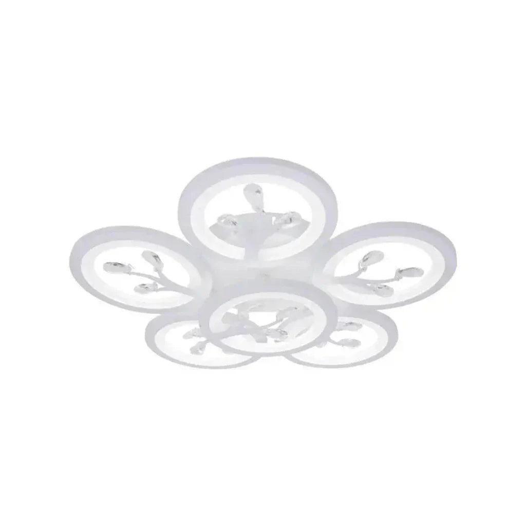 Lustra LED cu telecomanda si cristal DAISY 78W, 6 Elemente, lumina Rece/Calda/Neutra, Dimabila, Alb Lustre LED cu Telecomanda Default Title Alessandro Design