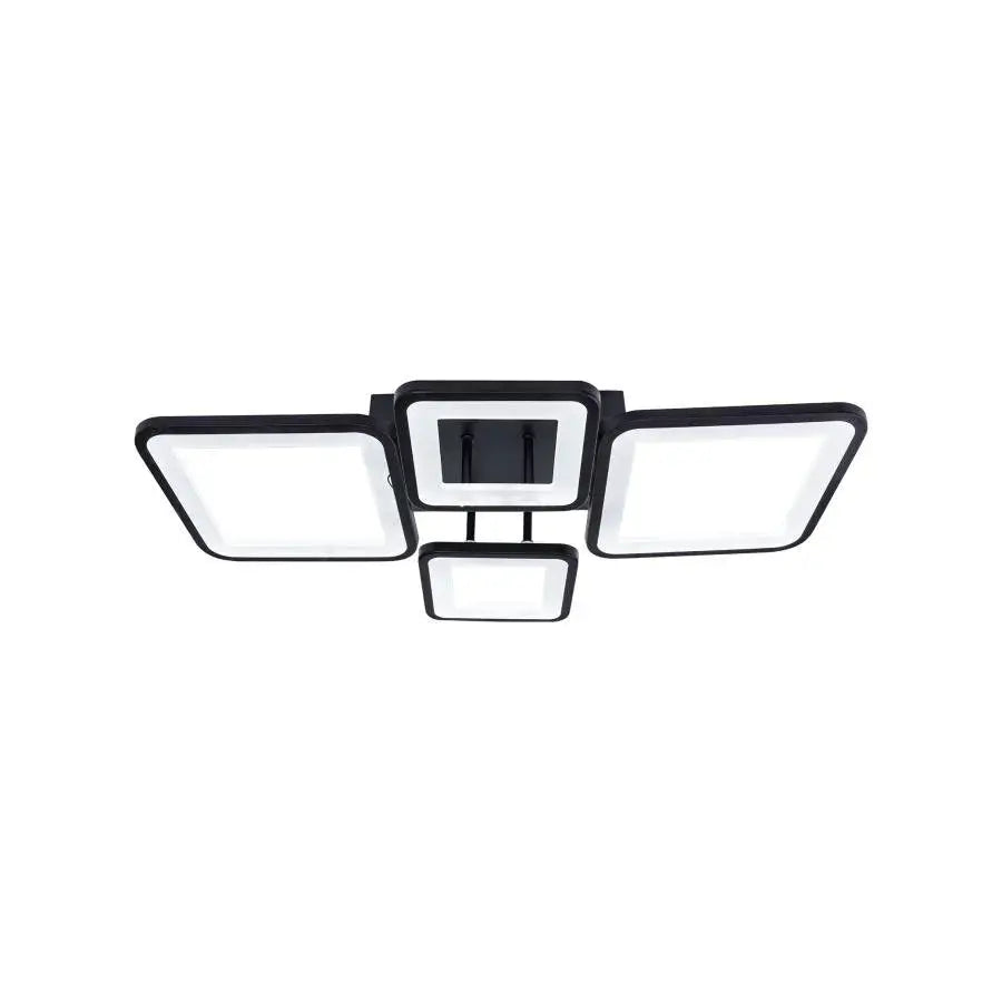 Lustra LED cu telecomanda SVANA 106W, 4 Patrate, lumina Rece/Calda/Neutra, Dimabila, Negru