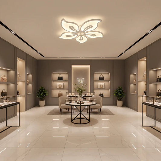 Lustra LED cu telecomanda JASMINE 66W, 5 Petale, lumina Rece/Calda/Neutra, Dimabila, Alb Lustre LED cu Telecomanda Default Title Alessandro Design