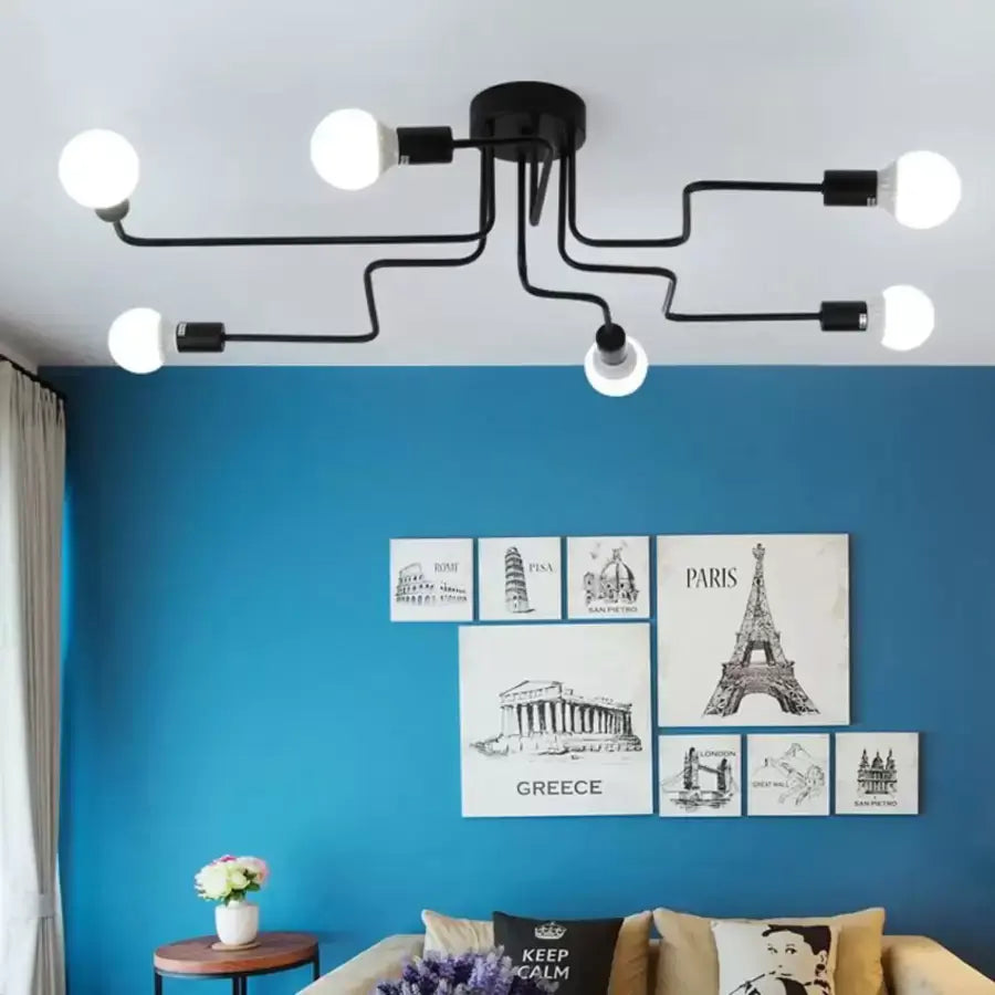 Lustra MODERNIST Hexa 6, 6x E27, Negru, Design Modern Lustre Industrial Default Title Alessandro Design