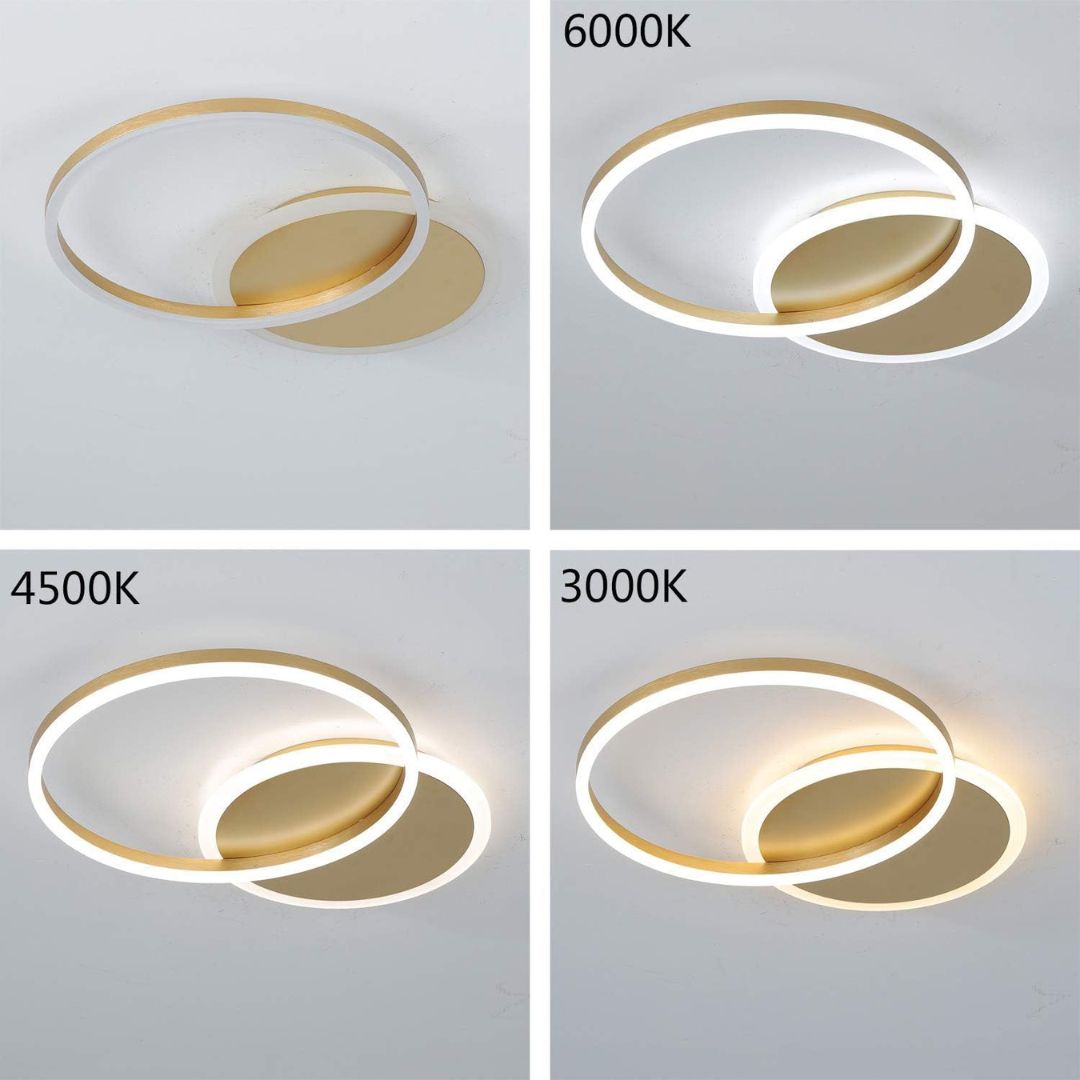 Lustra LED Dario, 2 Cercuri, 36W, Lumina Rece/Calda/Neutra, Auriu