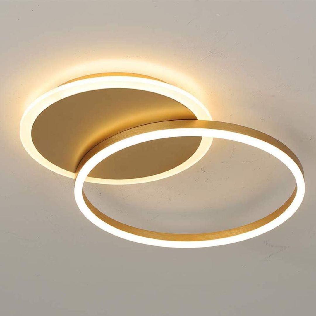 Lustra LED Dario, 2 Cercuri, 36W, Lumina Rece/Calda/Neutra, Auriu
