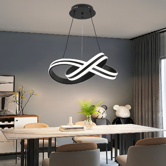 Lustra LED suspendata cu telecomanda INFINITY LOOP 92W, lumina Rece/Calda/Neutra, Dimabila, Negru, Inaltime Reglabila