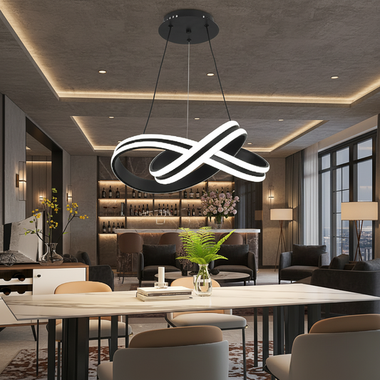Lustra LED suspendata cu telecomanda INFINITY LOOP 61W, lumina Rece/Calda/Neutra, Dimabila, Negru, Inaltime Reglabila Lustre LED cu Telecomanda Default Title Alessandro Design