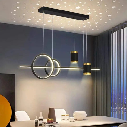 Lustra LED suspendata cu telecomanda PAULINA 74W, lumina Rece/Calda/Neutra, Dimabila, Negru, Inaltime Reglabila
