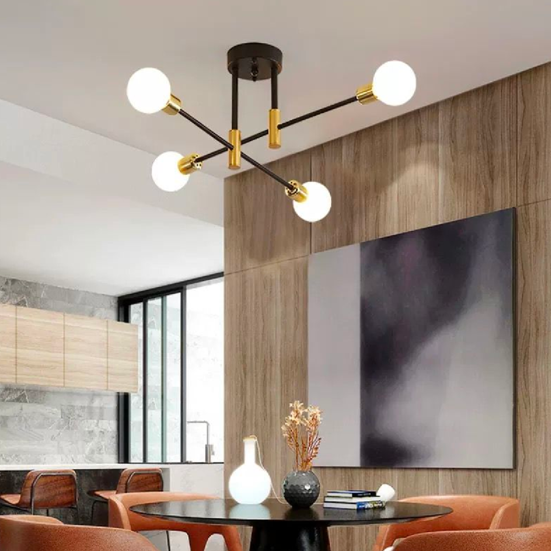 Lustra Modernist Gentile, 4x E27, Negru și Auriu, Design Modern Lustre Moderne Default Title Alessandro Design