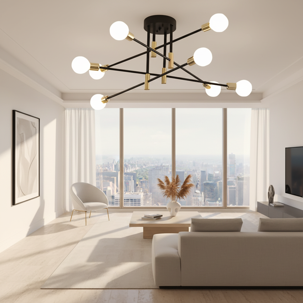 Lustra Modernist Hexa 8 Duo, 8x E27, Negru și Auriu, Design Modern Lustre Moderne Default Title Alessandro Design