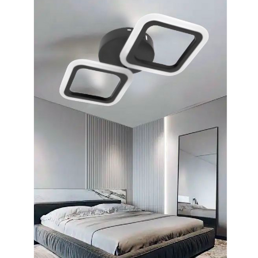 Lustra LED PULSARIS 22W, 2 Patrate, lumina Neutra, Negru