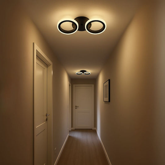Lustra LED MARA 48W, 2 Cercuri, lumina Neutra, Negru