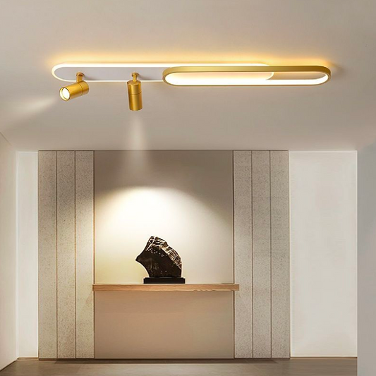 Lustra LED cu Proiector Reglabil FISSO Camilla, 69W, lumina Rece/Calda/Neutra, Auriu Lucios