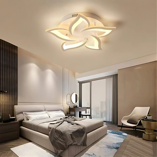 Lustra LED cu telecomanda LOTUS 54W, 5 Petale, lumina Rece/Calda/Neutra, Dimabila, Alb Lustre LED cu Telecomanda Default Title Alessandro Design