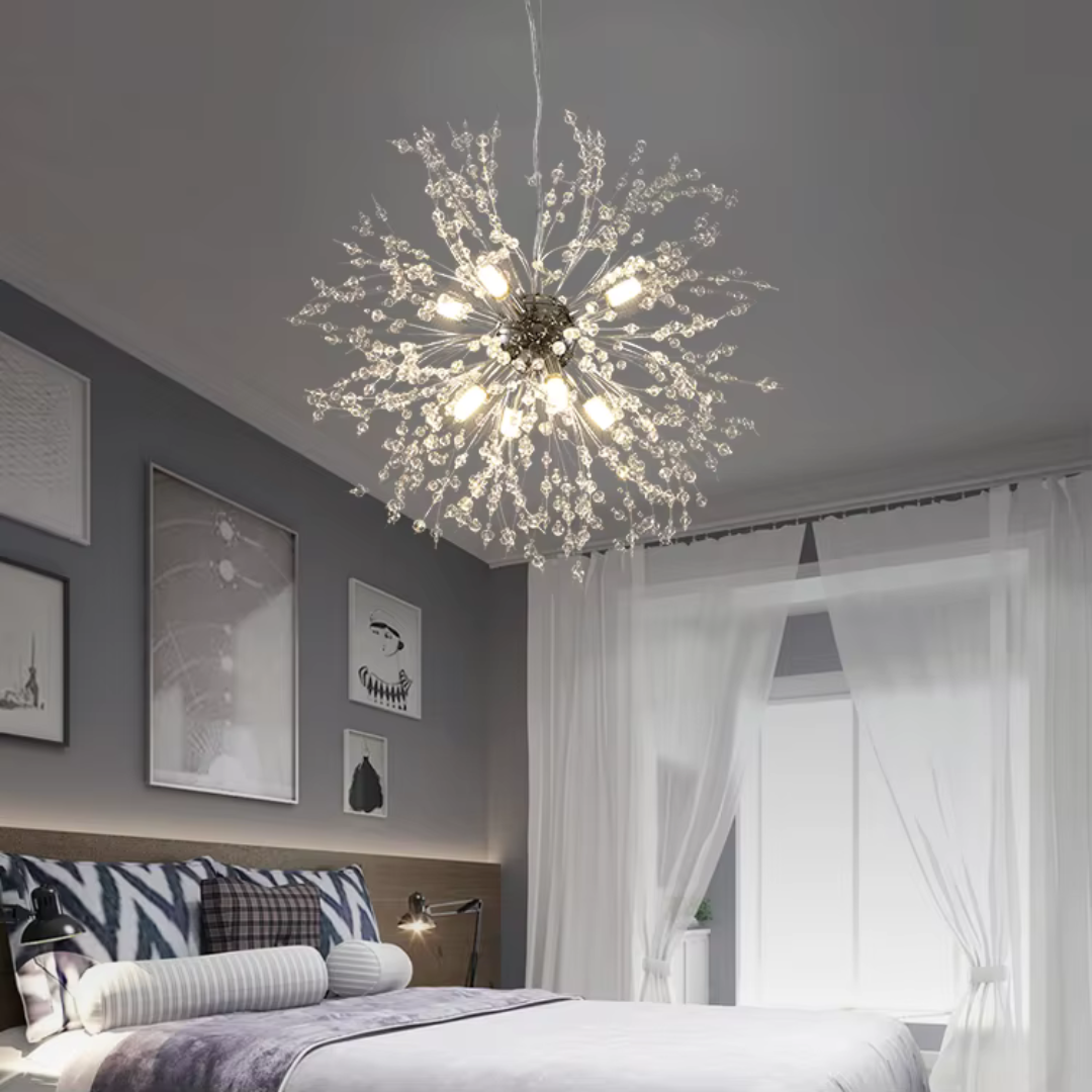 Candelabru Cristal Arvia, 9x G9, Diametru 50cm, Crom Lucios, Inaltime Reglabila Candelabre Moderne Default Title Alessandro Design